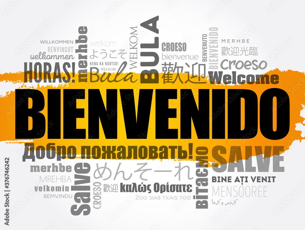 Bienvenido , Welcome in Spanish, Stock vector