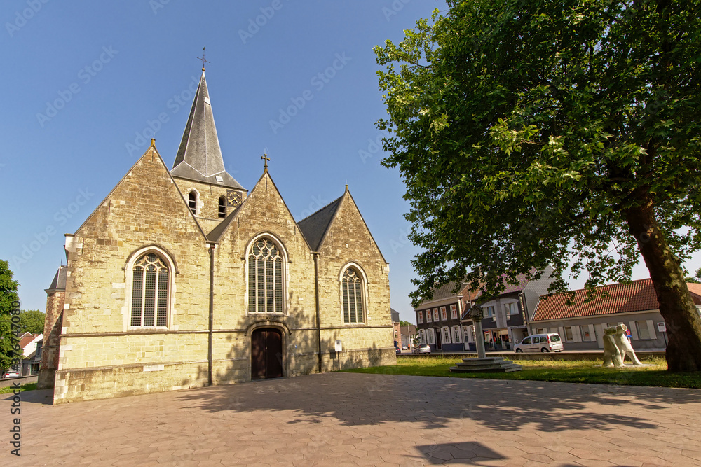 Saint Macharius gothic catholic hall church with lantern tower in Laarne, Belgium 