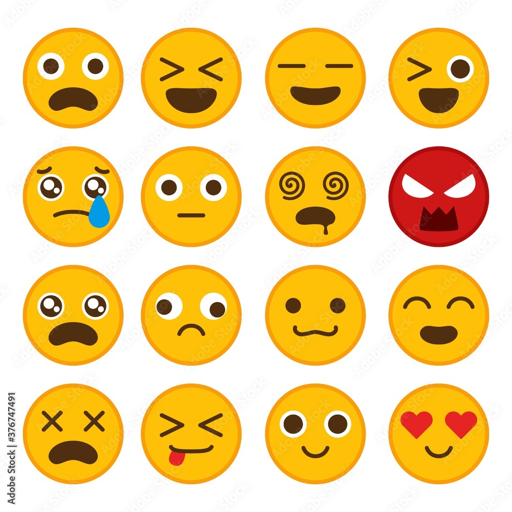 Emoticons set. Emoji faces emoticon vector collection Emoticons set. Emoji faces emoticon vector collection