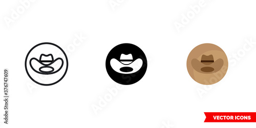Country music genre icon of 3 types color, black and white, outline. Isolated vector sign symbol.