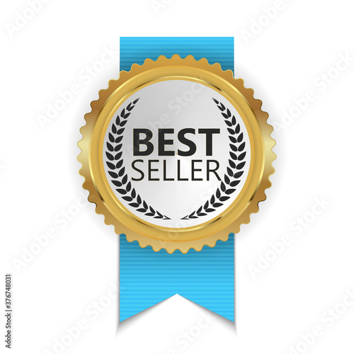 Best Seller Golden Label Sign. Vector Illustration