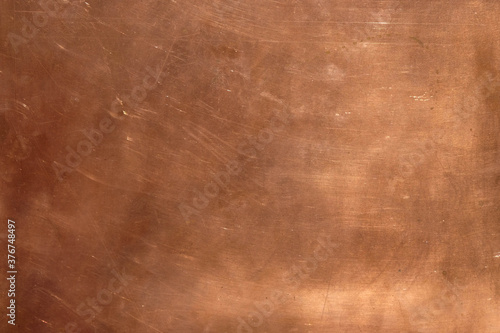 Copper surface with sunlight. Copy space. Minimalism.