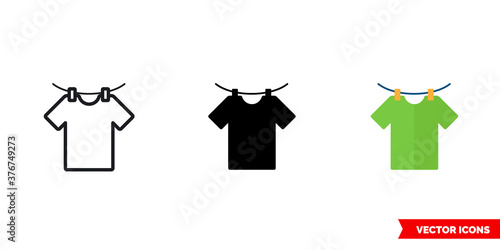 Dry clothes icon of 3 types color, black and white, outline. Isolated vector sign symbol.