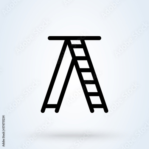 Step ladder or Career ladder icon or logo. Climbing Ladder concept. Stairs vector illustration.