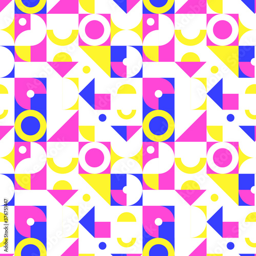 Colorful geometric seamless pattern, retro vector art.