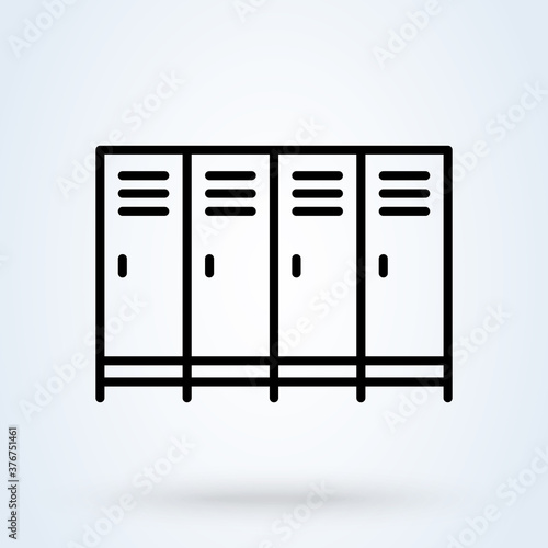 School lockers or Shop lockers icon or logo line art style. Outline  locker concept. There are several lockers vector illustration.