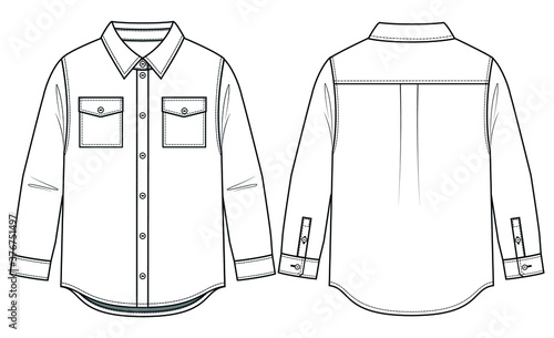 Children shirt design, vector sketch. Long sleeve