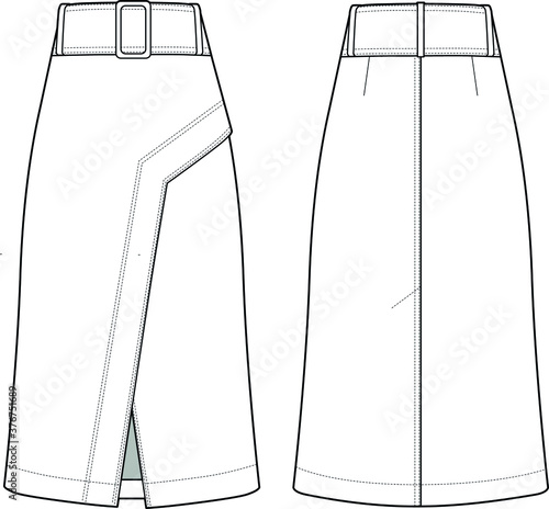 Pencil skirt. Fashion vector sketch