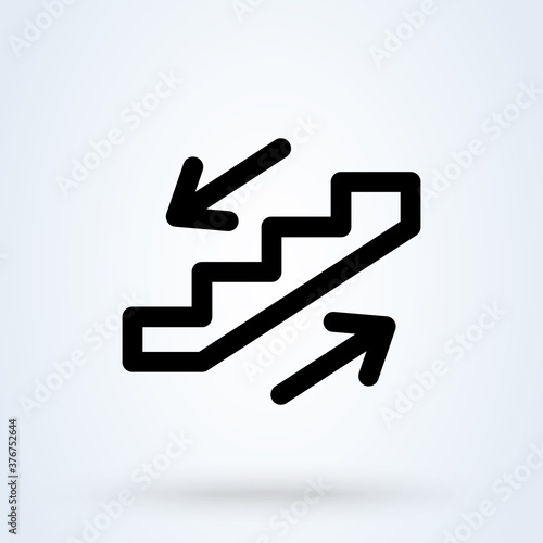 Ladder or staircase icon or logo line art style. Outline Stairs career concept. Success and Business vector illustration.