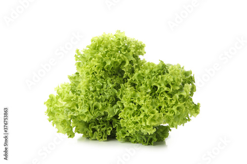 Leaves of green salad isolated on white background