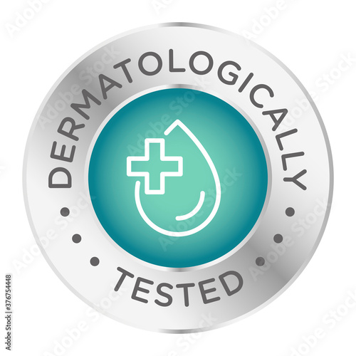 Dermatologically tested round isolated product vector icon logo