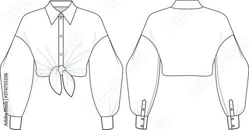 Knotted shirt. Fashion sketch vector
