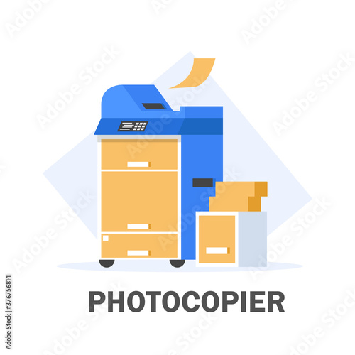 Office professional multi-function printer scanner. Isolated flat illustration