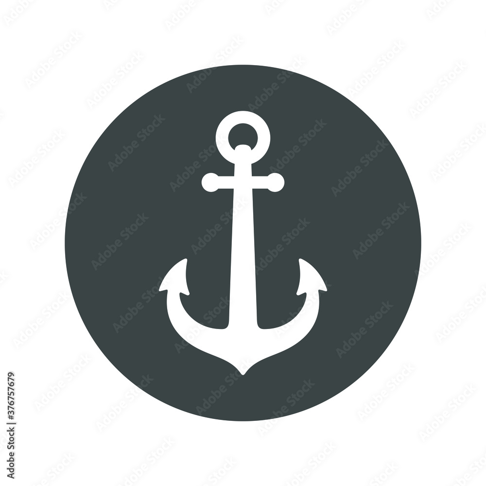 Anchor of ship graphic icon. Anchor sign in the circle isolated on white background. Vector illustration Anchor of ship graphic icon. Anchor sign in the circle isolated on white background. Vector illustration