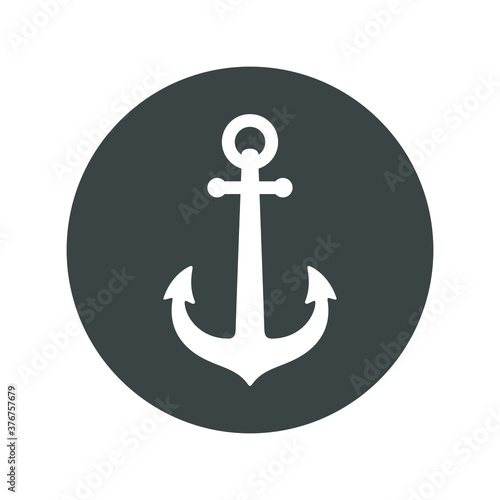 Anchor of ship graphic icon. Anchor sign in the circle isolated on white background. Vector illustration