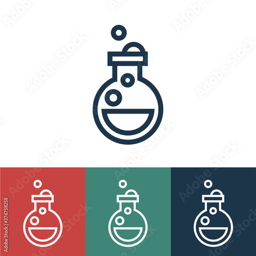 Linear vector icon with round chemical bottle