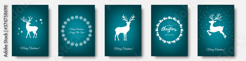 Christmas  white  decoration  with  Xmas  reindeer, gifts,  snowflakes.