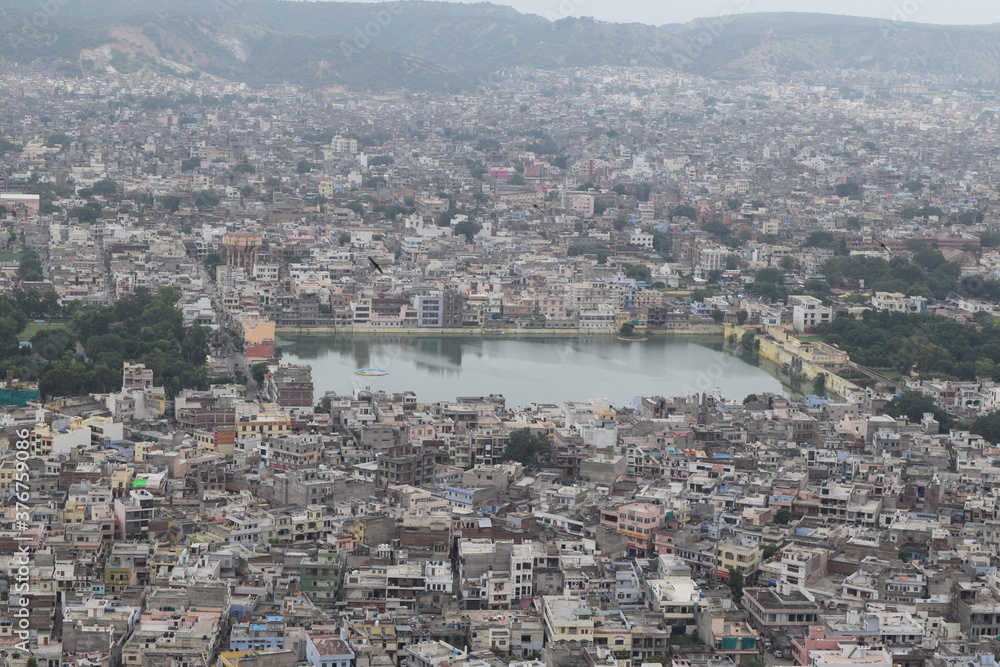 Arial View of lake from the top of the Nahargarh Fort