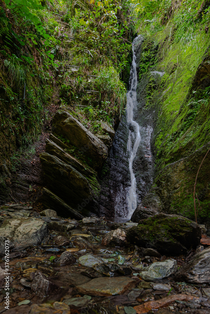 The Reinhardstein waterfall is the highest cascade in Belgium and located in the Ardennes and Eifel. It falls beside Reinhardstein castle into the Warch valley and it is about 60 meters high.