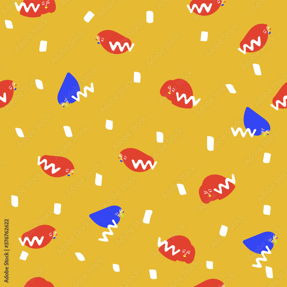 Seamless simple pattern on a golden background in doodle style. depicted faces, hair, spots, dots. warm shades of color. calm mood. Suitable for web page design, packaging design, clothing, office. Seamless simple pattern on a golden background in doodle style. depicted faces, hair, spots, dots. warm shades of color. calm mood. Suitable for web page design, packaging design, clothing, office.