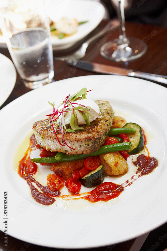 Still life with fish cuisine and vegetables Still life with fish cuisine and vegetables