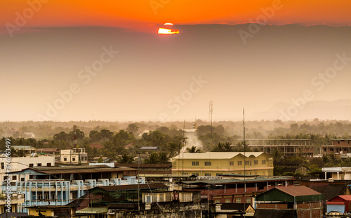 Sunset over Battambang City, Cambodia photo