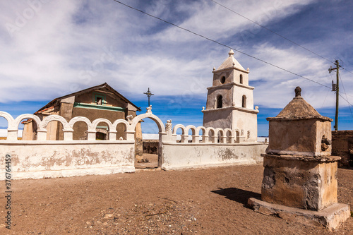 Church at Chantani village, Southern Antiplano, Bolivia, South America photo