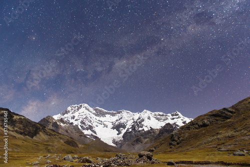 Milky way, Ausangate, Willkanuta mountain range, Andes, Peru photo