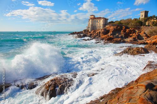 Calafuria Gulf, Tirreno sea, Livorno, Tuscany, Italy photo