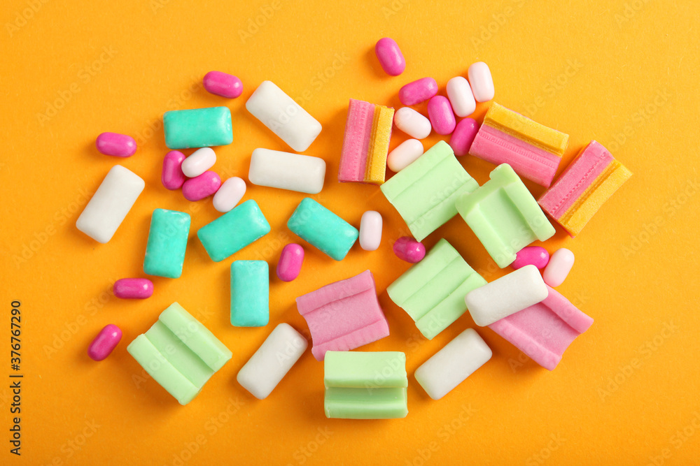 Many different chewing gums on the table
Many different chewing gums on the table