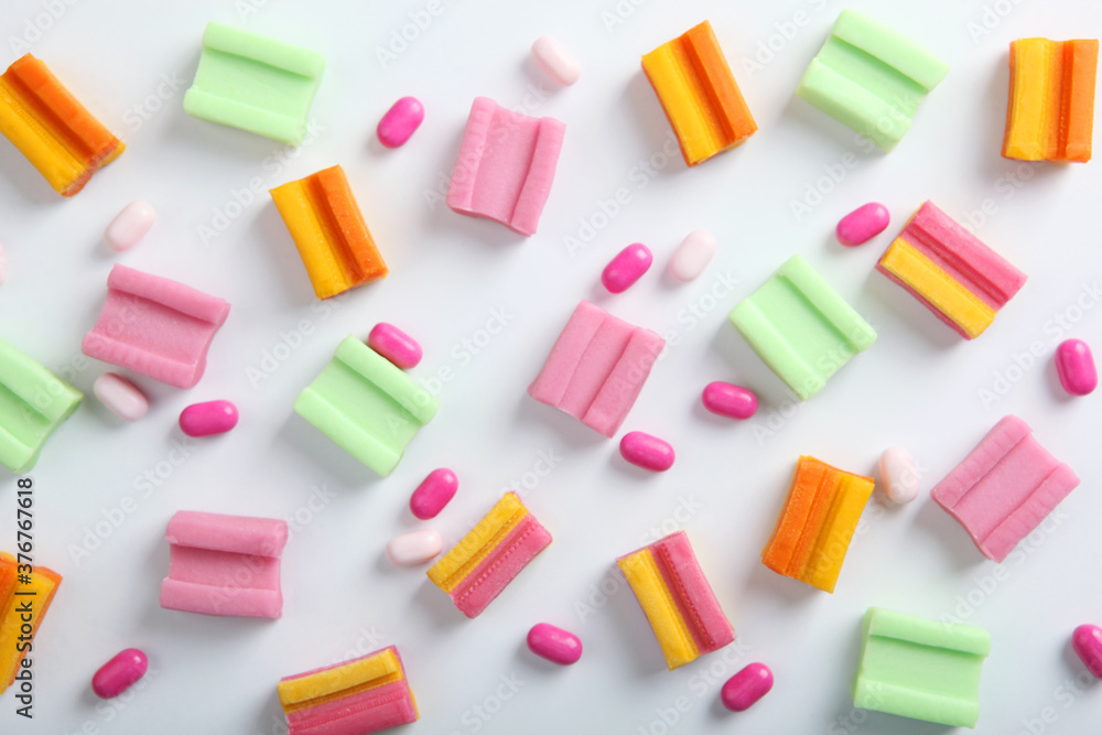 Many different chewing gums on the table
Many different chewing gums on the table