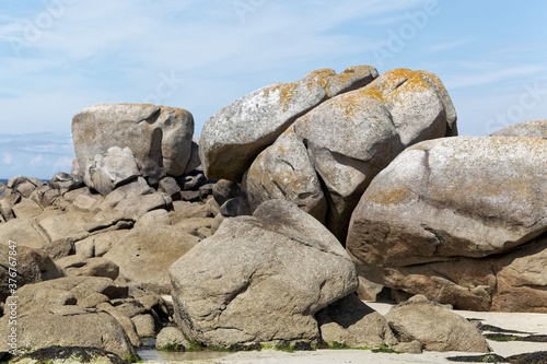 Rocks at the beach Plage du Phare in Brittany  France.