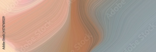 abstract moving horizontal header with rosy brown, burly wood and peach puff colors. fluid curved lines with dynamic flowing waves and curves for poster or canvas