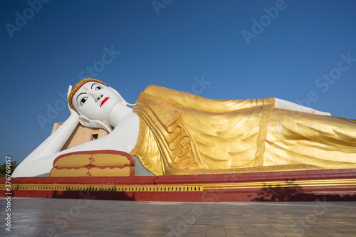 Bodhi Tataung, the golden reclining buddha near Monywa, Sagaing Division, Myanmar photo