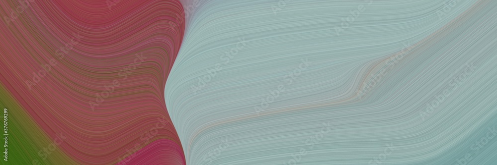 Fototapeta premium abstract surreal horizontal banner with dark gray, brown and dark moderate pink colors. fluid curved lines with dynamic flowing waves and curves for poster or canvas