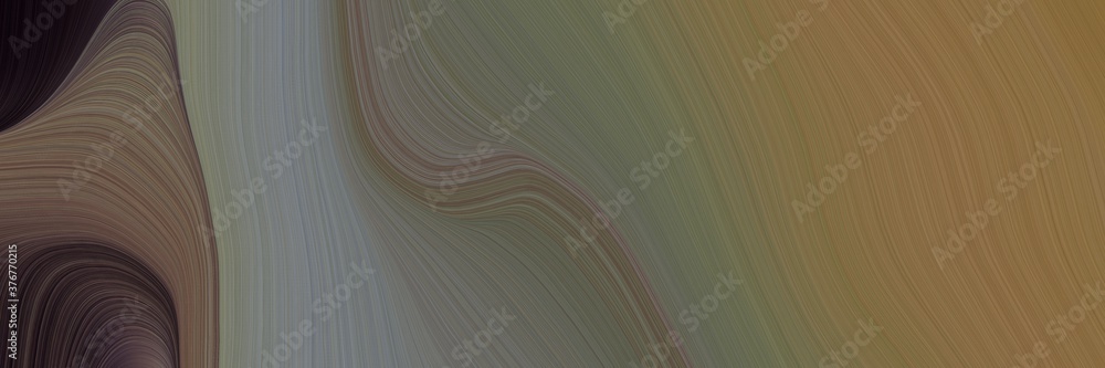 abstract colorful horizontal banner with pastel brown, very dark pink and gray gray colors. fluid curved flowing waves and curves for poster or canvas