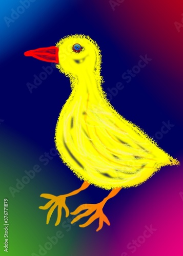 Little yellow bird on an abstract background - Lilleaker 