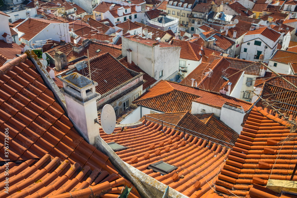 View from above rooftops, Lisbon, Portugal View from above rooftops, Lisbon, Portugal