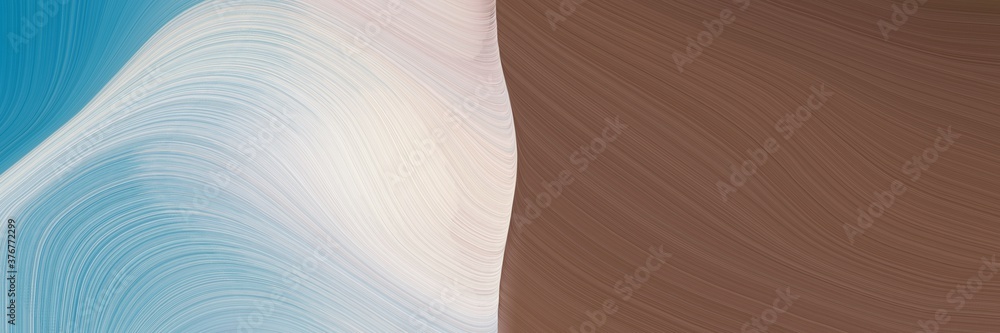 abstract decorative designed horizontal header with pastel brown, medium aqua marine and light gray colors. fluid curved lines with dynamic flowing waves and curves for poster or canvas