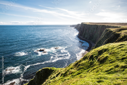 Cliffs on coastline, Duncansby Head, Scotland, UK photo