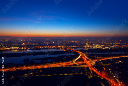 Photography Aerial view of night Vienna