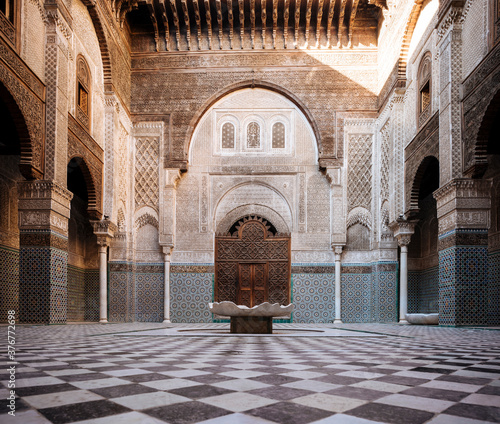 Interior of Al Attarine Madrasa, Fes, Morocco, North Africa photo