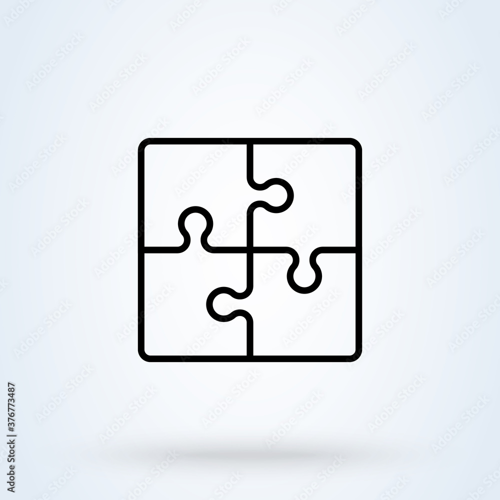 Puzzle pieces and problem solving icon or logo line art style. Outline puzzle game fully editable concept. puzzles and solutions, compatibility illustration. Puzzle pieces and problem solving icon or logo line art style. Outline puzzle game fully editable concept. puzzles and solutions, compatibility illustration.