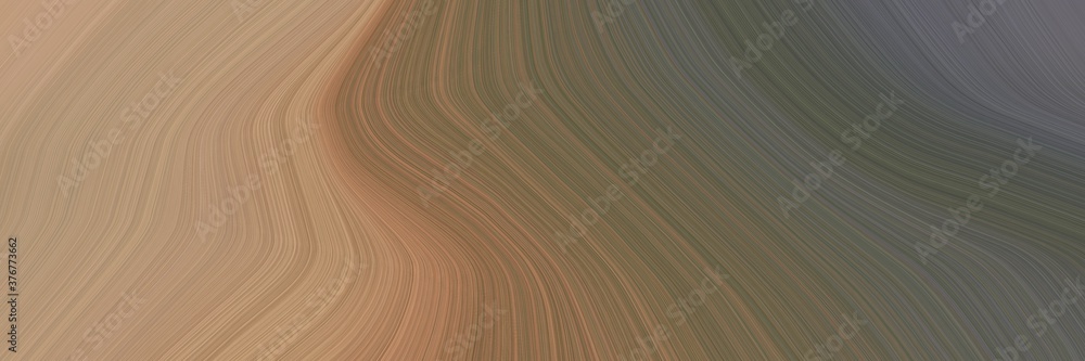 Naklejka premium abstract colorful designed horizontal header with dim gray, rosy brown and pastel brown colors. fluid curved lines with dynamic flowing waves and curves for poster or canvas