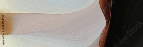 abstract artistic horizontal banner with ash gray  black and pastel brown colors. fluid curved lines with dynamic flowing waves and curves for poster or canvas