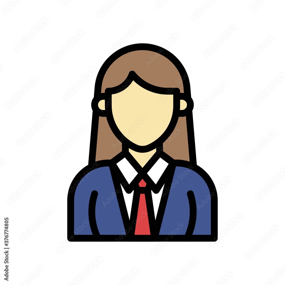 administrative related girl with office dress and tie vector with editable stroke, administrative related girl with office dress and tie vector with editable stroke,