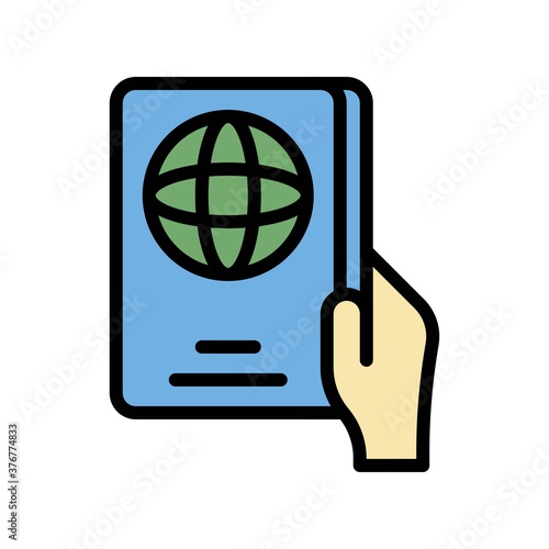 administrative related world globe on pasport with hand vector with editable stroke,