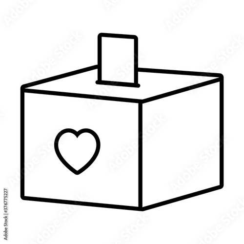 donation box with heart icon, line style