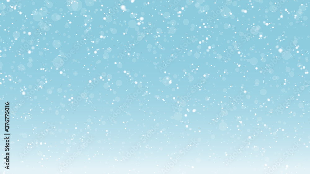 Vector illustration of snow background on blue