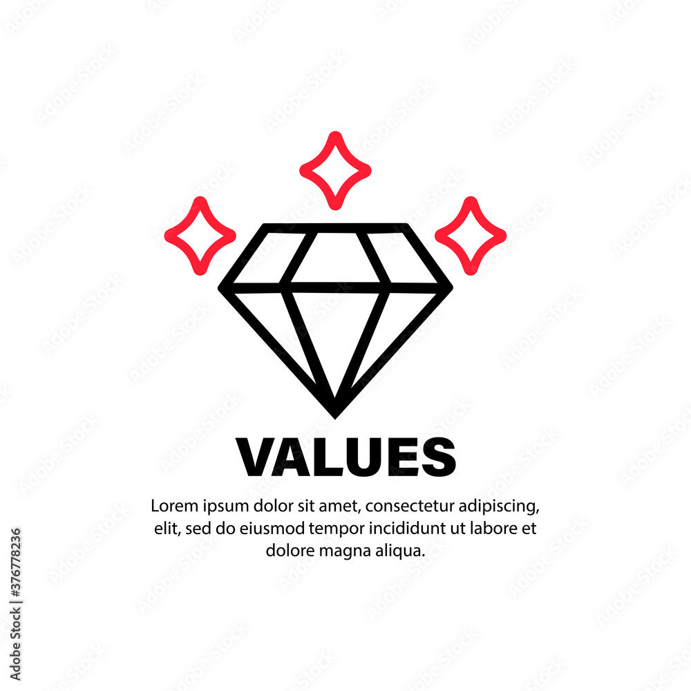 Values sign. Diamond icon. Jewelry. Business goal. Vector on isolated white background. EPS 10 Values sign. Diamond icon. Jewelry. Business goal. Vector on isolated white background. EPS 10